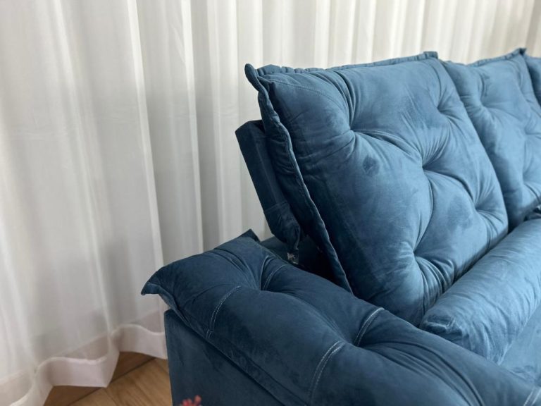 Sofá Retrátil Reclinável Porto Madero 2.70m- Azul Veludo - Imagem 3
