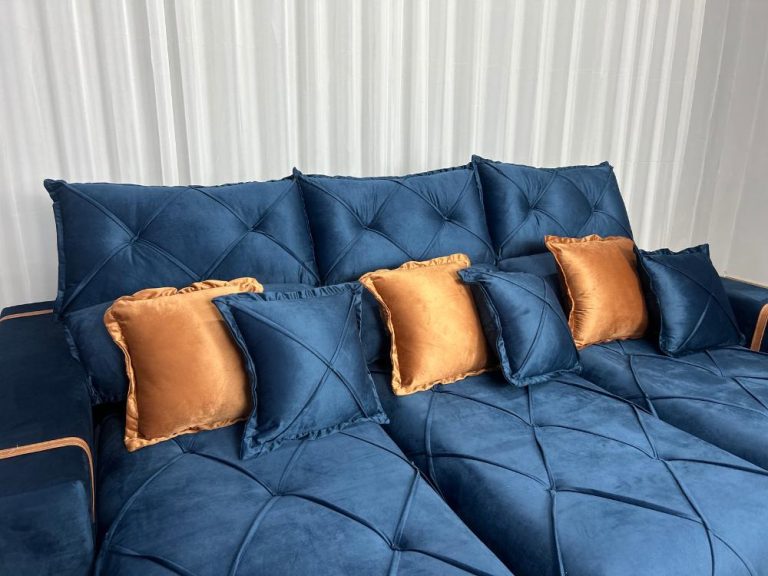 Sofá Retrátil Reclinável Pleno 3 Módulos 2.90m – Azul Veludo - Imagem 4