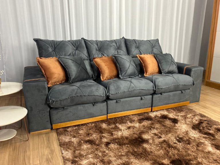 Sofá Retrátil Reclinável Pleno 3 Módulos 2.90m – Cinza Veludo - Imagem 6