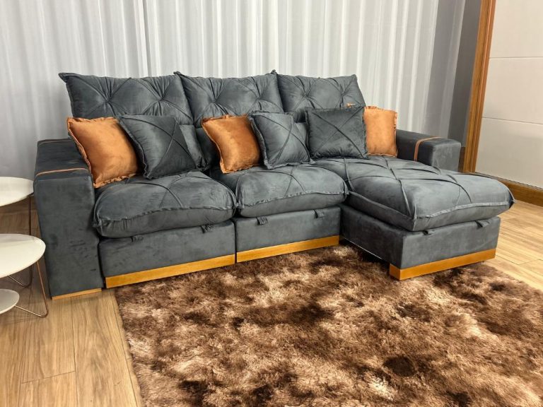 Sofá Retrátil Reclinável Pleno 3 Módulos 2.90m – Cinza Veludo - Imagem 7