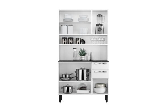 Armário Kit de Cozinha c/ Vidro 1,05m Pratika – Branco - Imagem 2