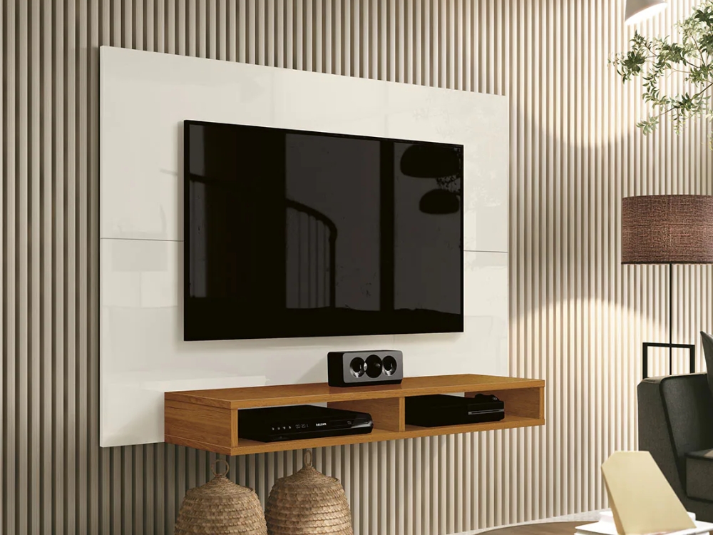 Painel Fox 43″ – Off white/Cedro