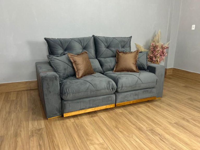 Sofá Retrátil e Reclinável Gran Bello 2.50m – Cinza Veludo - Imagem 4