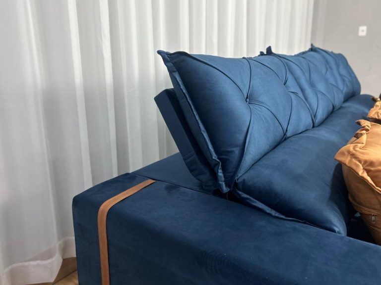 Sofá Retrátil Reclinável Pleno 3 Módulos 2.90m – Azul Veludo - Imagem 3