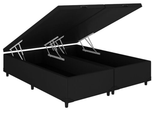 Base Box Baú Carioca Casal Bipartido – Preto Corino
