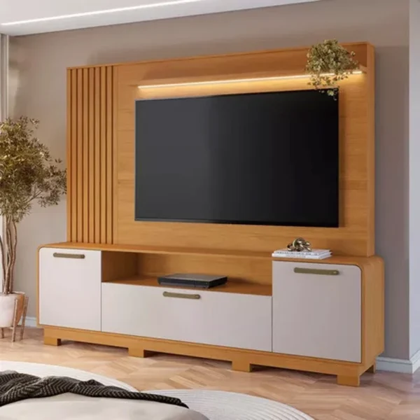 HOME APEGO CINAMOMO/OFF COM LUMINÁRIA LED E DETALHE RIPADO TV ATÉ 65''