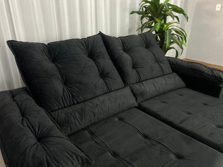 Sofá Retrátil Reclinável Atenas 2.00m – Preto Veludo - Imagem 4