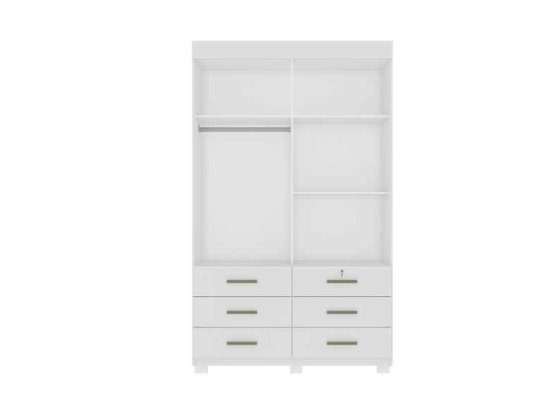 Guarda-Roupa Buzios 2 portas de correr Sem espelho 6 gavetas – Branco - Imagem 2