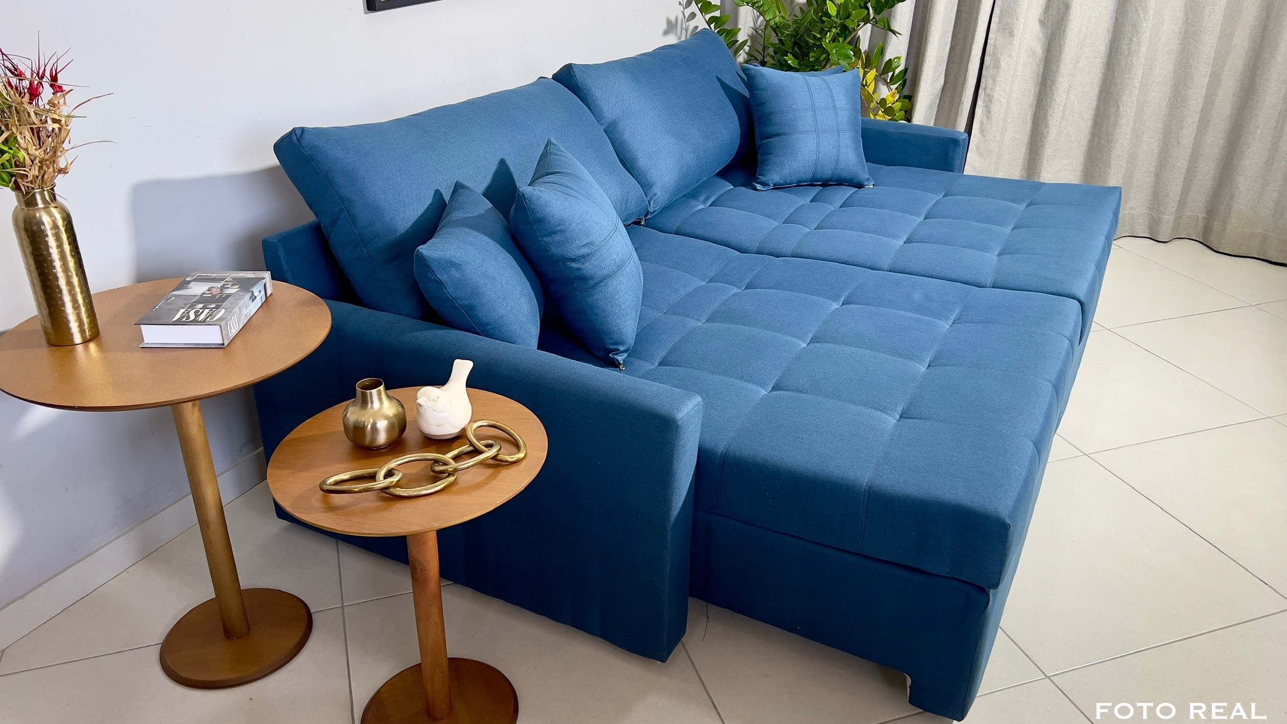 SOFÁ CAMA MÔNACO AZUL 2,20M - Imagem 3