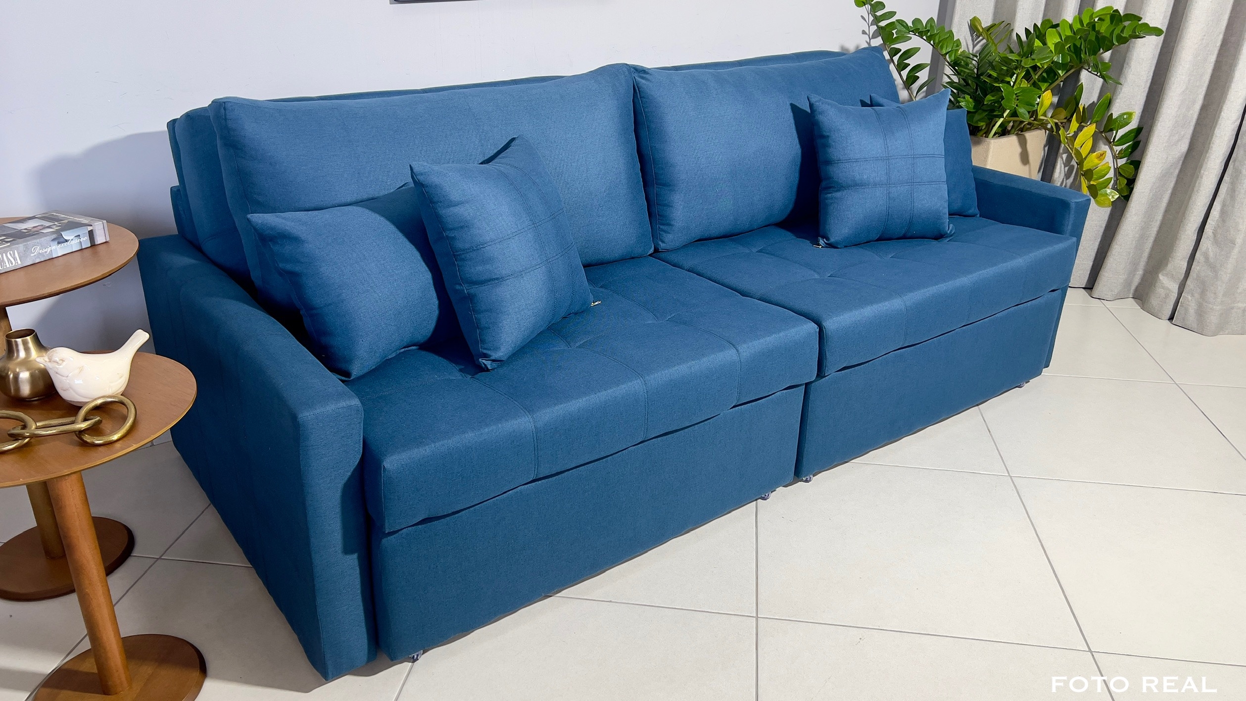 SOFÁ CAMA MÔNACO AZUL 2,20M
