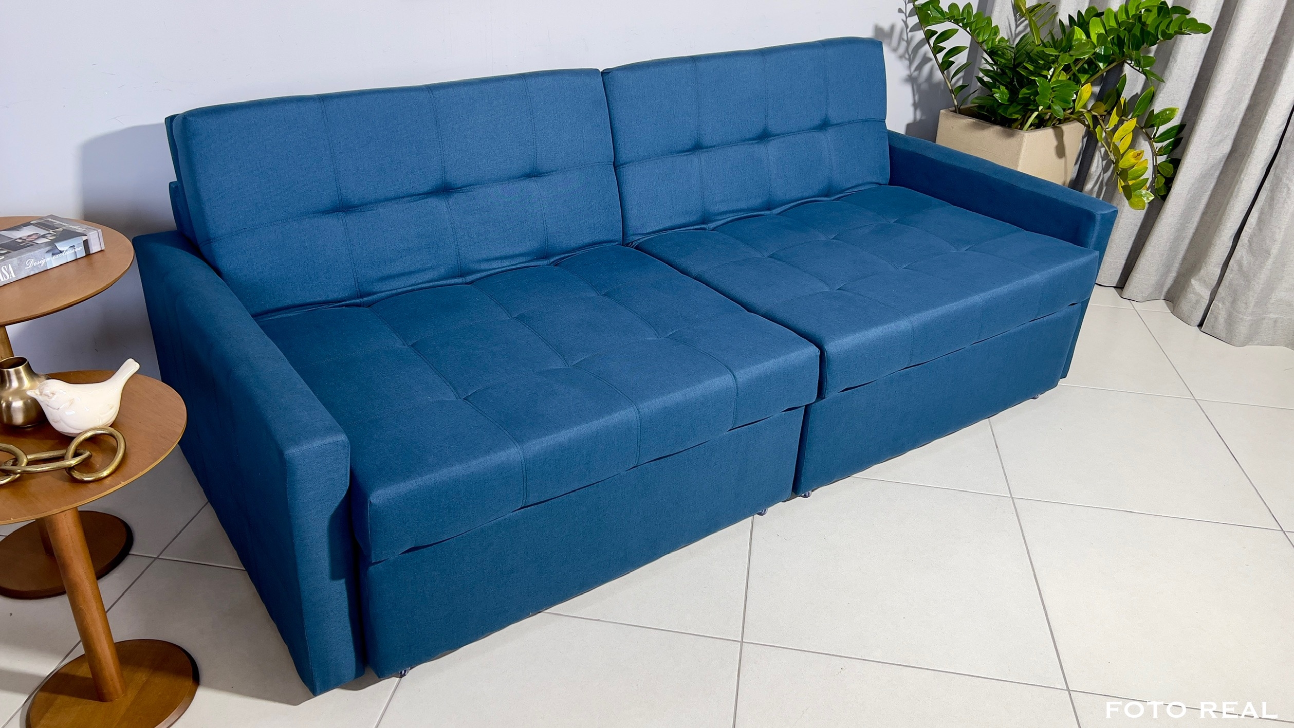 SOFÁ CAMA MÔNACO AZUL 2,20M - Imagem 4