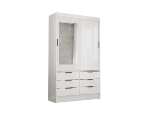 Guarda-Roupa Sevilha c/ espelho 2 portas e 6 gavetas – Branco