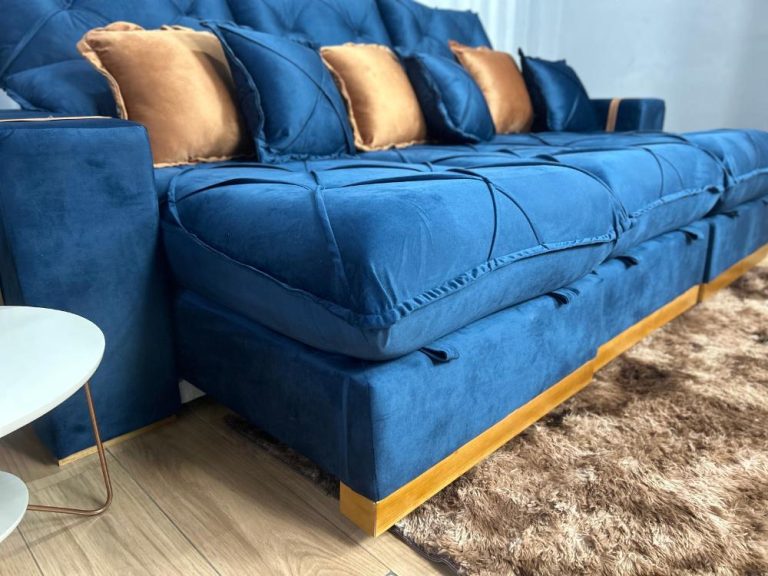 Sofá Retrátil Reclinável Pleno 3 Módulos 2.90m – Azul Veludo - Imagem 2