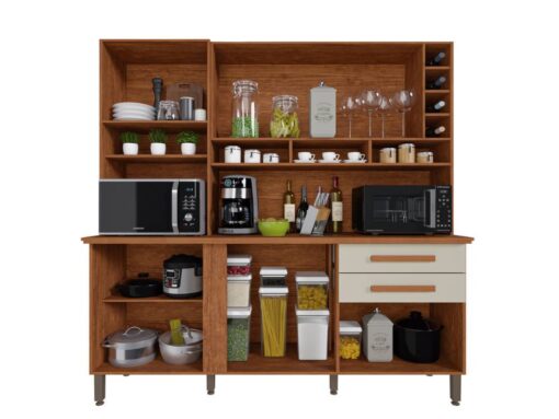 Armário Kit de Cozinha Alexia 6 Portas 2 Gavetas – Cinamomo/Off White - Imagem 2