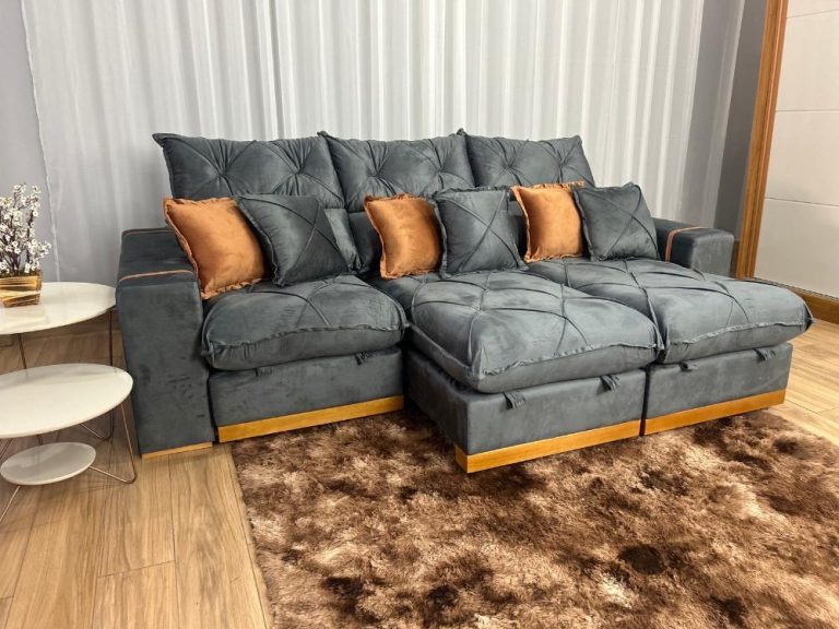 Sofá Retrátil Reclinável Pleno 3 Módulos 2.90m – Cinza Veludo - Imagem 8