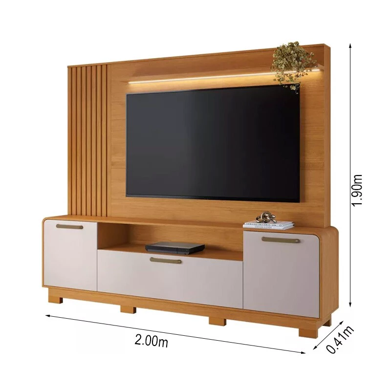 HOME APEGO CINAMOMO/OFF COM LUMINÁRIA LED E DETALHE RIPADO TV ATÉ 65'' - Imagem 2