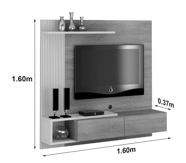 Home Suspenso Los Angeles Larg. 1.60m Cinamomo/Off para TV até 60" - Imagem 2