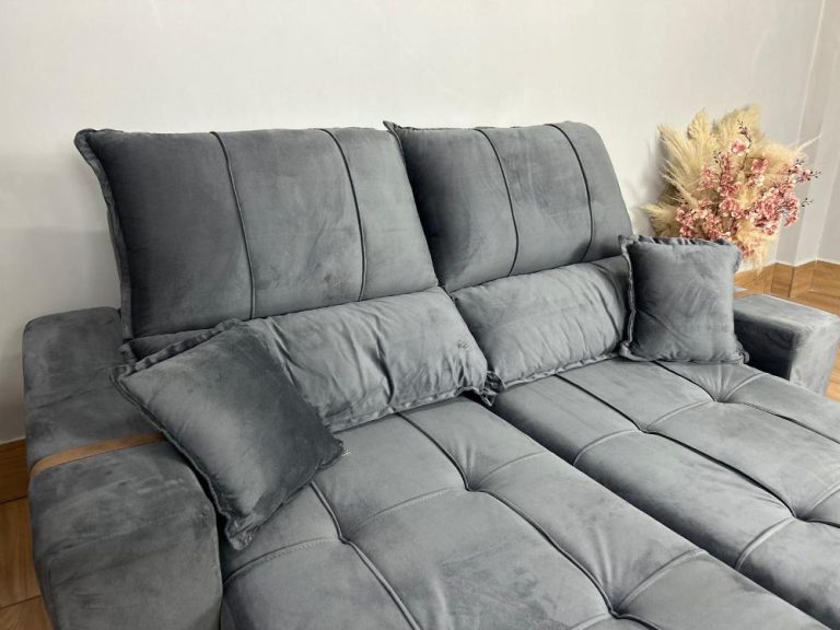 Sofá Retrátil Reclinável Oásis 1.80m – Cinza Veludão - Imagem 2