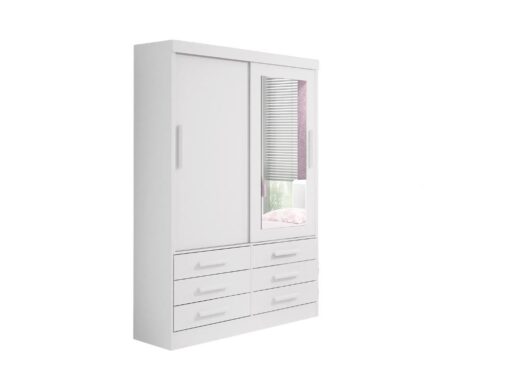 GUARDA ROUPA MERIDIAM 2 PORTAS e 6 GAVETAS – BRANCO
