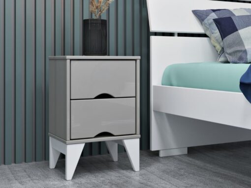 Mesa de Cabeceira Twister 2 Gavetas Tcil – Off White