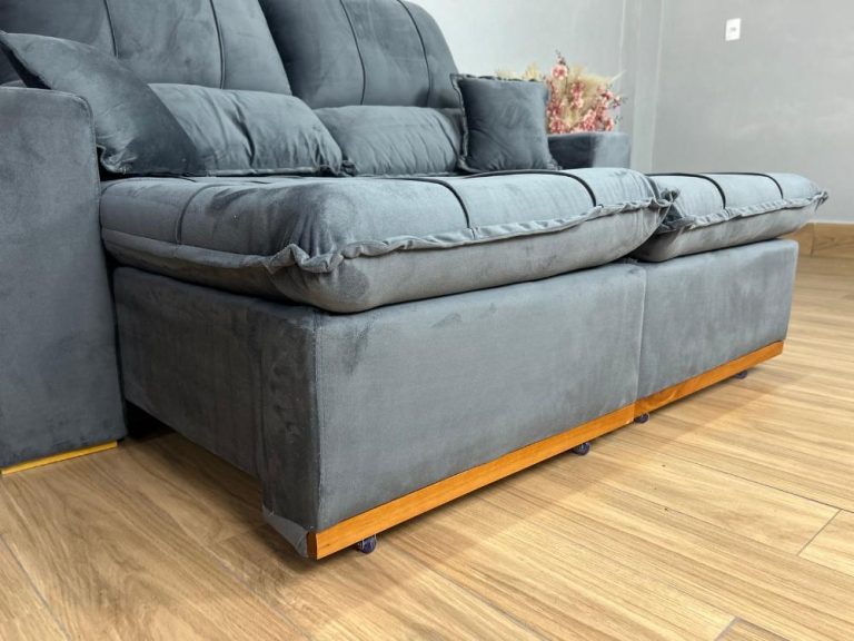 Sofá Retrátil Reclinável Oásis 1.80m – Cinza Veludão - Imagem 3
