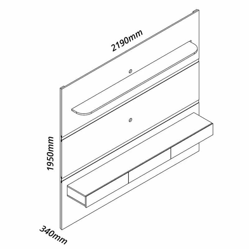 Home Royal Larg. 2.19m C/Led Off e Nicho 100% MDF para TV até 85" - Gelius - Imagem 2