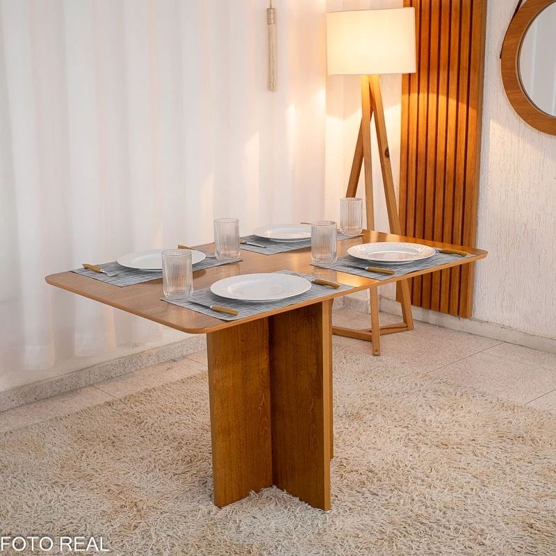 Mesa de Jantar Salina Tampo Londres Cinamomo 120x80 4 Cadeiras Parati Veludo Cinza 171 - Imagem 2