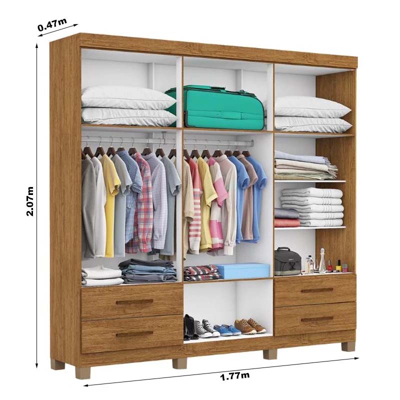 Guarda-roupa Casal Hercules 6 Portas com Espelho Cinamomo Larg. 1.77m Com Pés - Carioca - Imagem 2