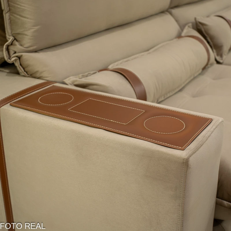 Sofá Retrátil Reclinável Ravello 2.50m Veludo Bege 3040/04 Espuma D33 - Oferta - Imagem 2