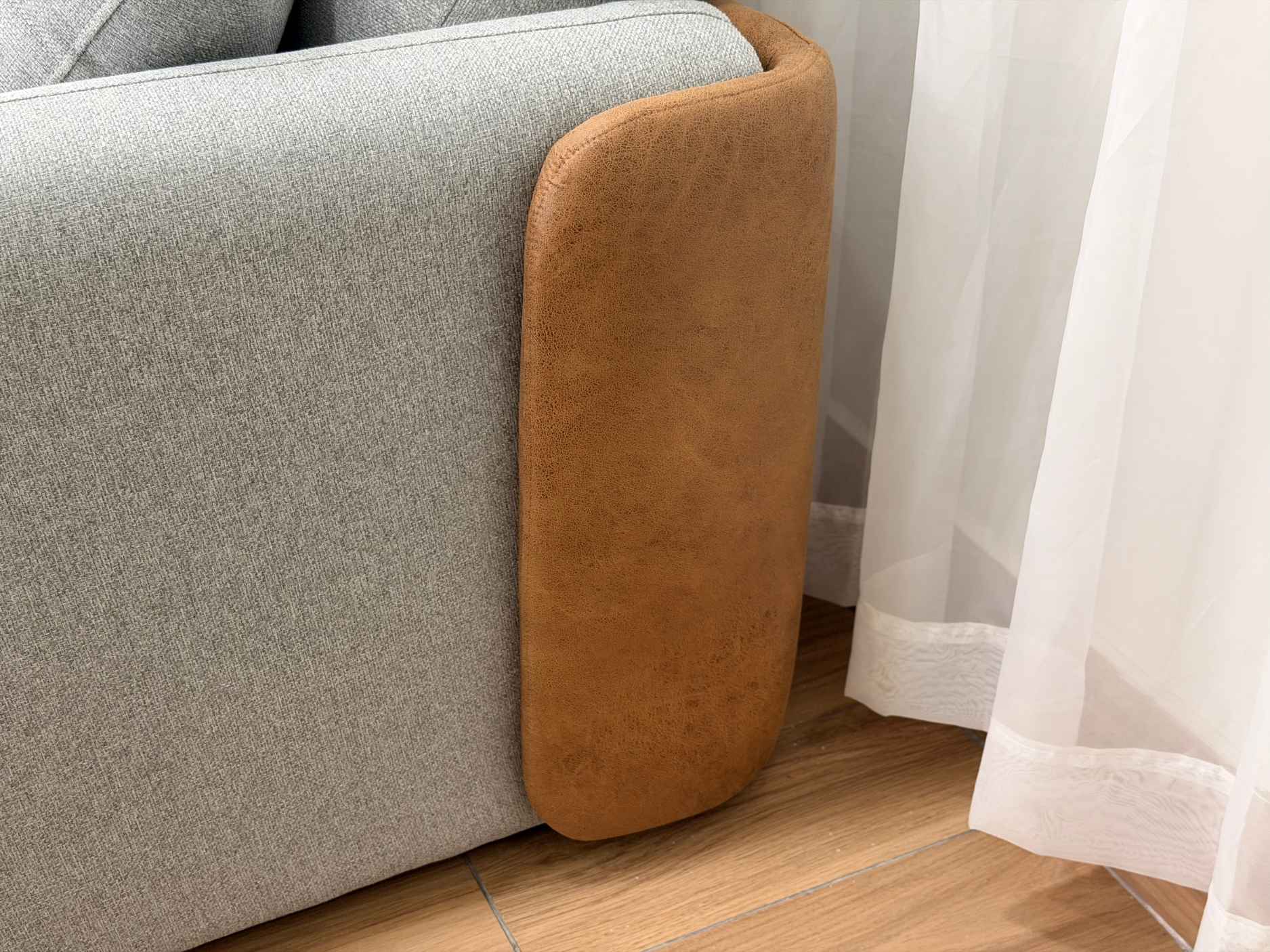 Sofa Cama Organ Molas Ensacadas 2.30m – Cinza Linho/Marrom Courino - Imagem 9