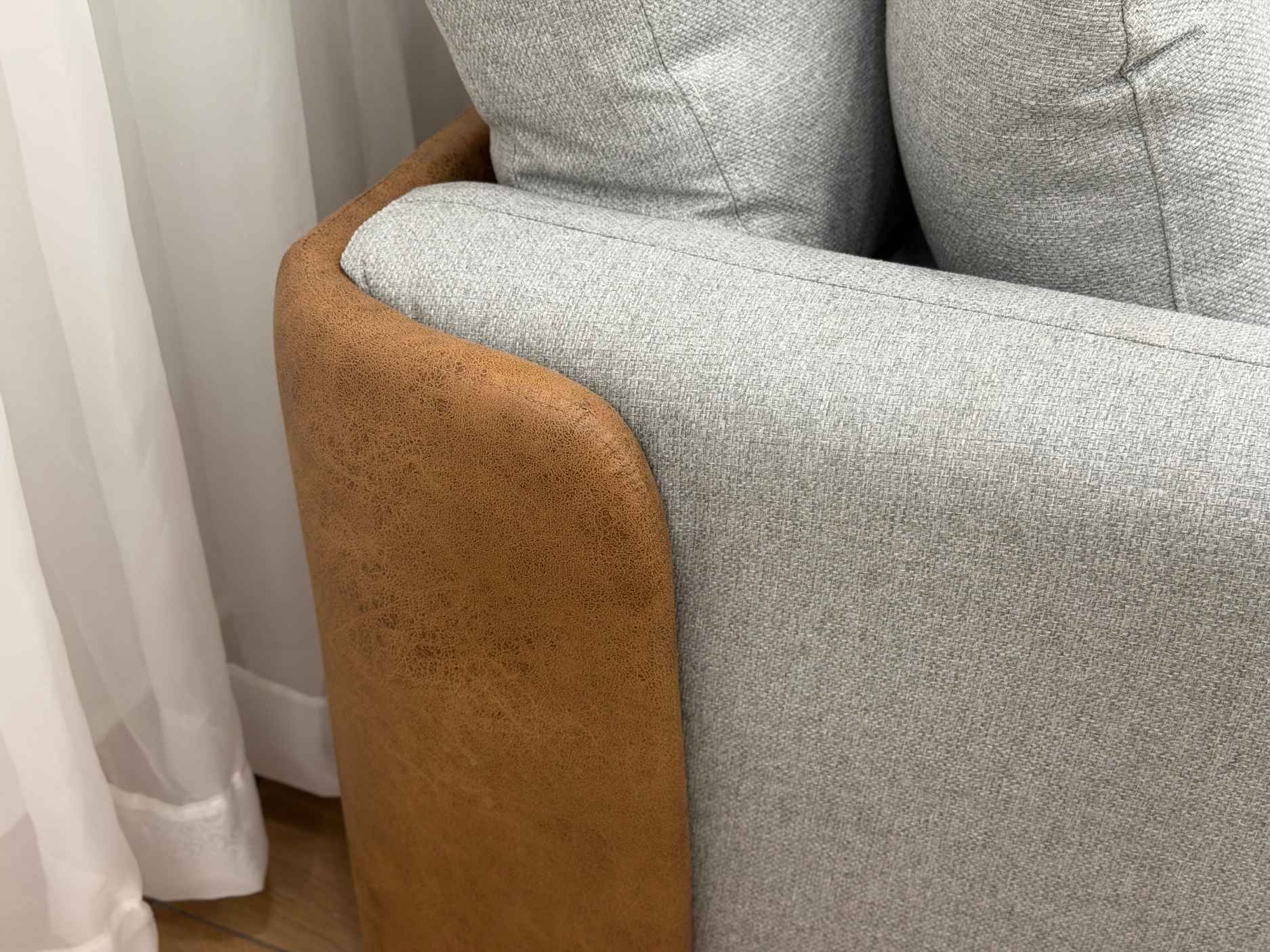 Sofa Cama Organ Molas Ensacadas 2.30m – Cinza Linho/Marrom Courino - Imagem 7