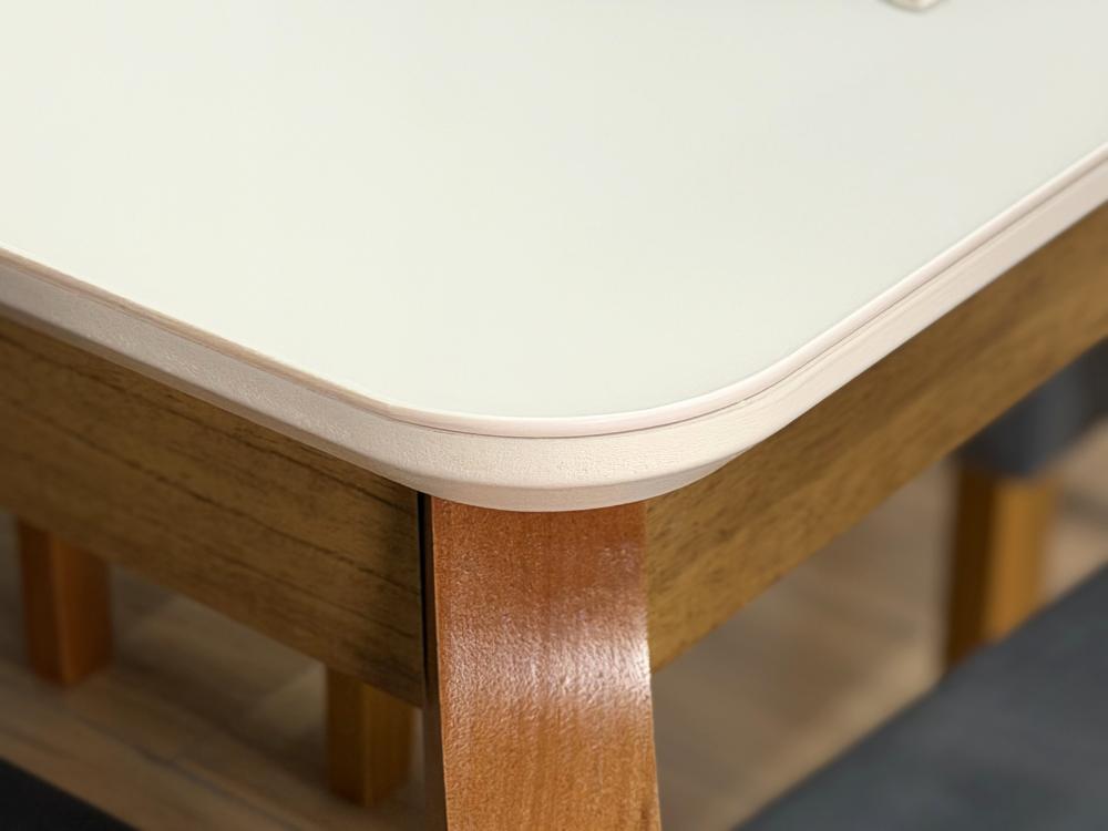 Mesa de Jantar Alegra 1.60×0.80 Com 6 Cadeiras Isa – Cinamomo/Off White/Cinza - Imagem 3