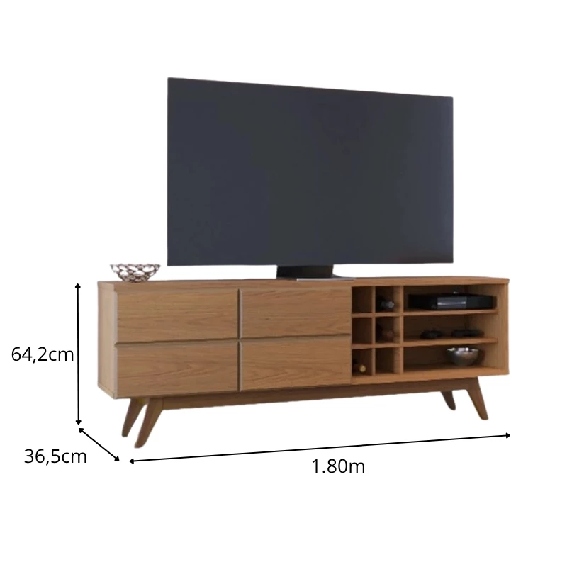 Bancada 1,80m Noronha Freijó Para TV até 70" - Imagem 5