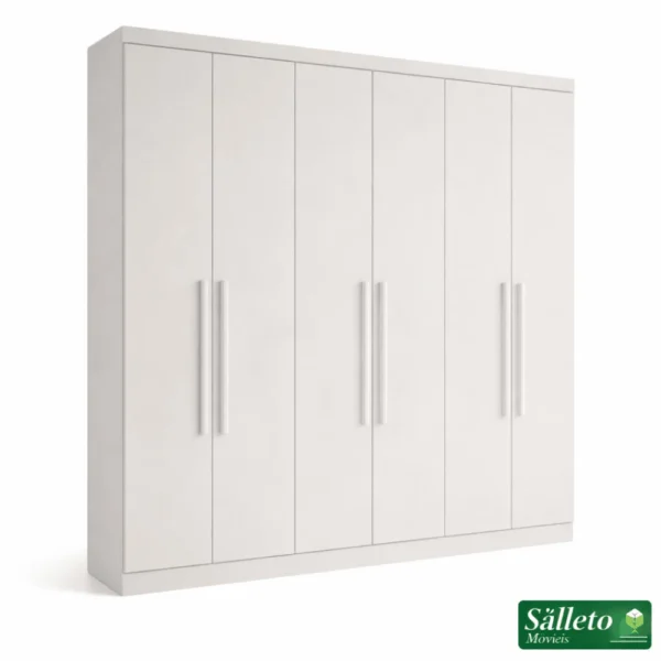 Guarda-roupa 1,80m Recife Branco 6 Portas 2 Gavetas
